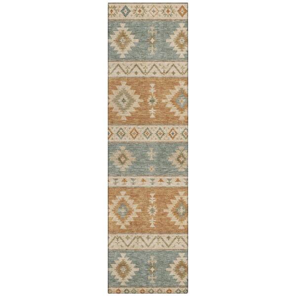 Chantille Machine Washable Indoor/Outdoor Abstract ACN3126 Terracotta 2 ft. x 7 ft. Runner Rug