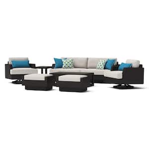 Portofino Comfort Brown 7-Piece Aluminum Patio Conversation Seating Set with Sunbrella Dove Cushions