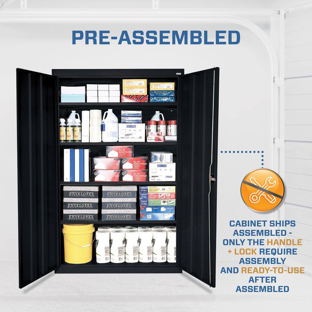 Black Full Height Steel Office Storage Cabinet with Adjustable Shelving