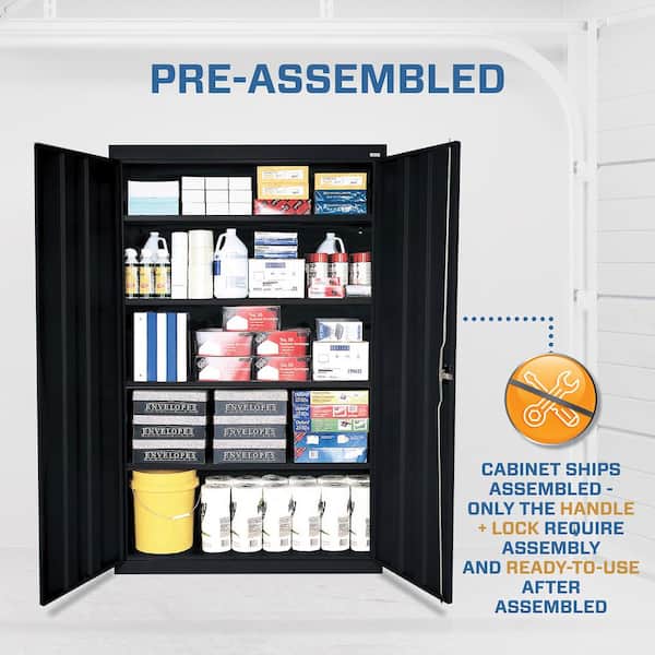 Elite Series 46 in. W x 72 in. H x 24 in. D 22-Gauge 5-Shelf Steel Freestanding Garage Storage Cabinet in Black