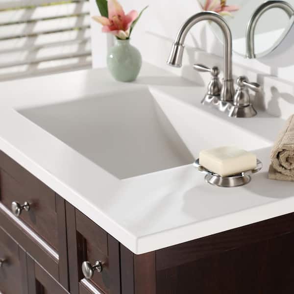 White Swanstone CV02225.010 Contour Solid Surface Single-Bowl Vanity Top 1