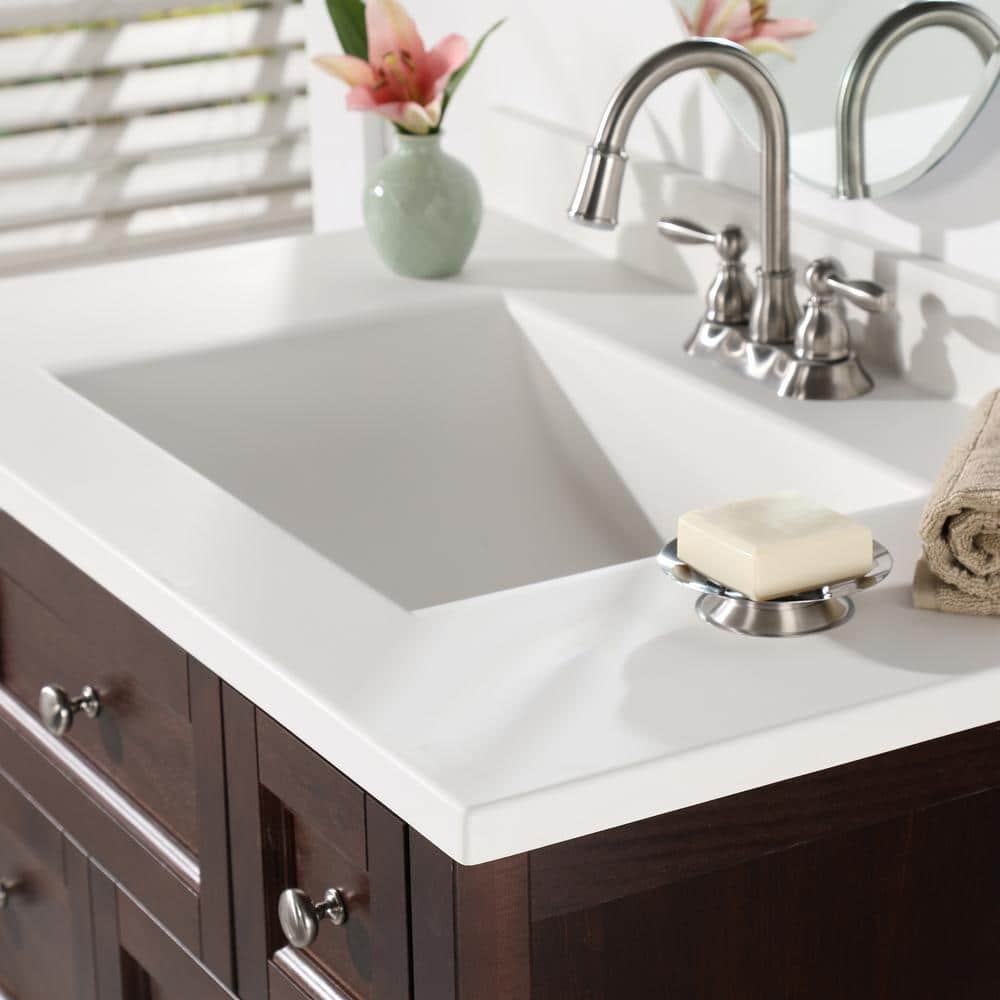 Bisque Solid Surface Single Sink 43'' Bathroom Vanity Top