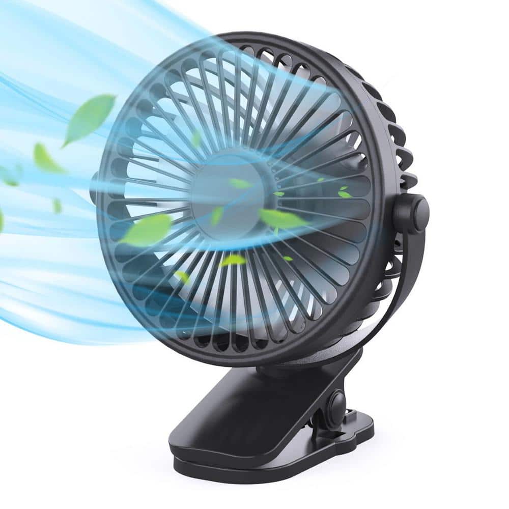 Portable Clip-on Battery Operated 4 in. 3 fan speeds Pedestal Fan in Black,