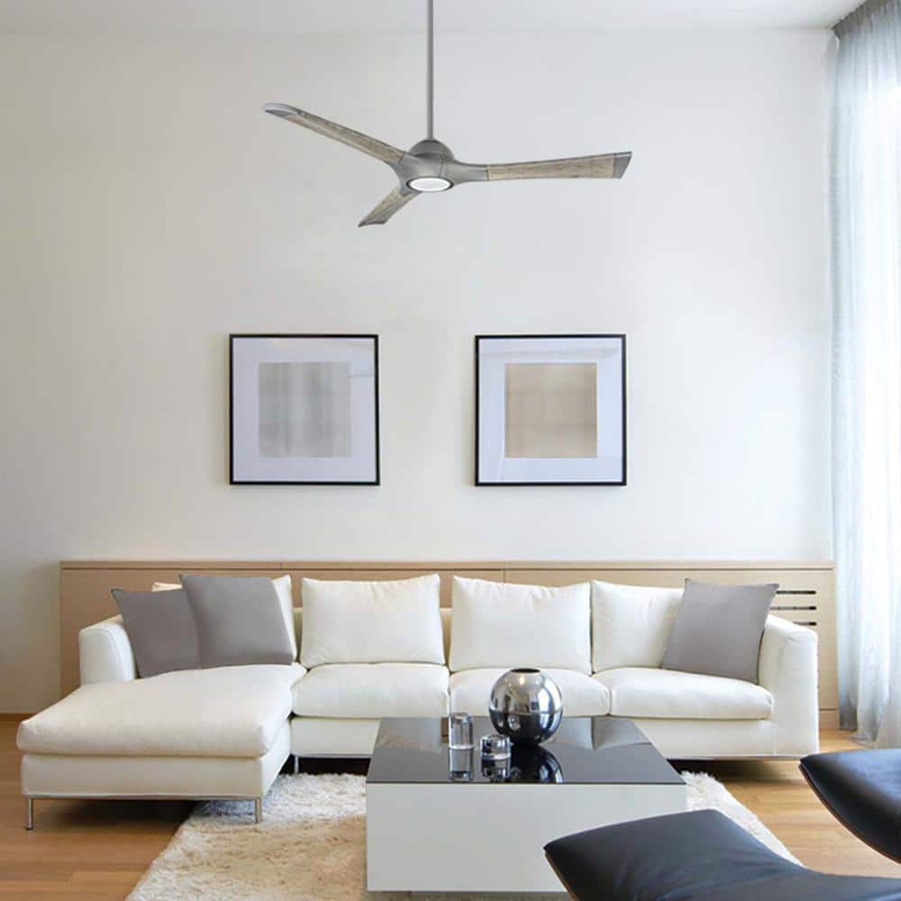Woody 60" Matte Black and Distressed Koa Smart Ceiling Fan with LED Light