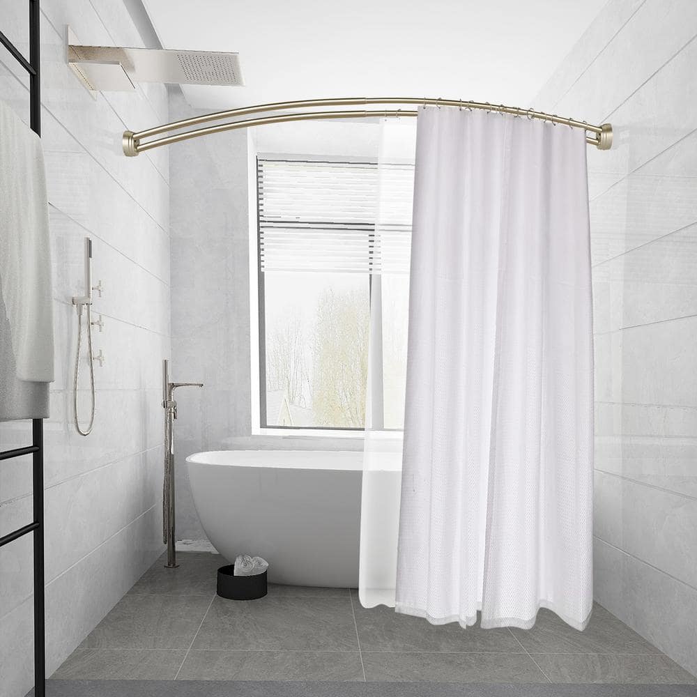 Nickel Wall Mounted Double Curved Aluminum Shower Rod