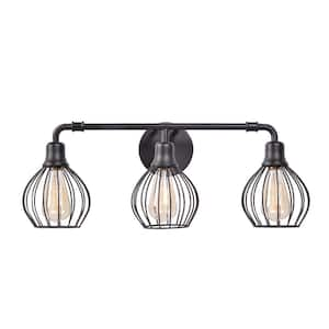 Cagney 7 in. 3-Light Black Bath Vanity Light