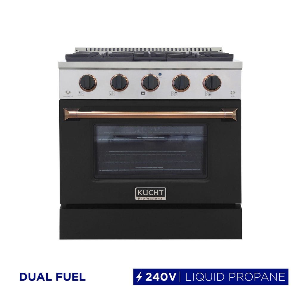 30 in. 4.2 cu. ft. Dual Fuel Range with Gas Stove and Electric Oven with Convection Oven in Black and Rose Gold price history on PriceWatchPro
