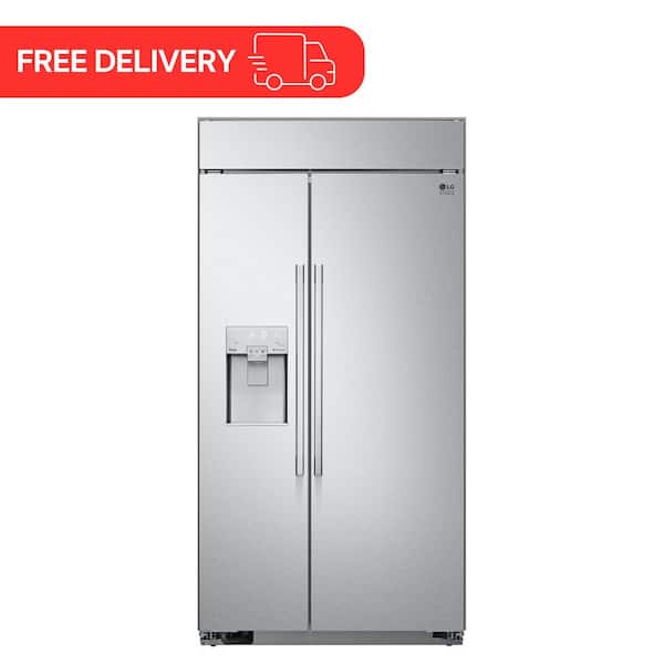 STUDIO 42 in. W 26 cu. ft. SMART Built-in Side by Side Refrigerator in Stainless Steel with Tall Ice & Water Dispenser