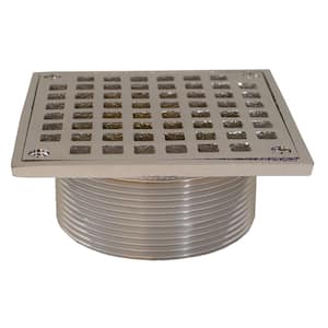 3-1/2 in. IPS Brass Spud with 5 in. Square Strainer for Shower/Floor Drains in Chrome Plated