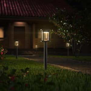 Reina Outdoor Solar Integrated LED Path Light Black High Brightness Weather Resistant Path Light (1-Pack)