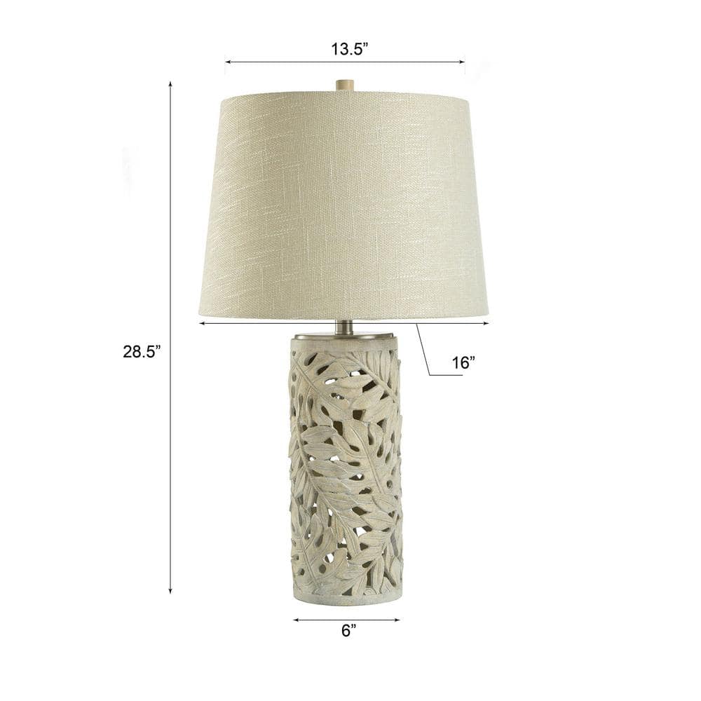 Hevea Cream Coastal Table Lamp with Leaf Design