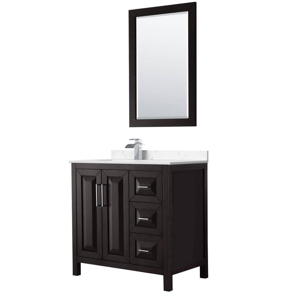 Daria 36 in. W. x 22 in. D. x 35.75 in. H SGL Bath Vanity in Dark Espresso Carrara Cultured Marble Top and 24 in. Mirror price history on PriceWatchPro