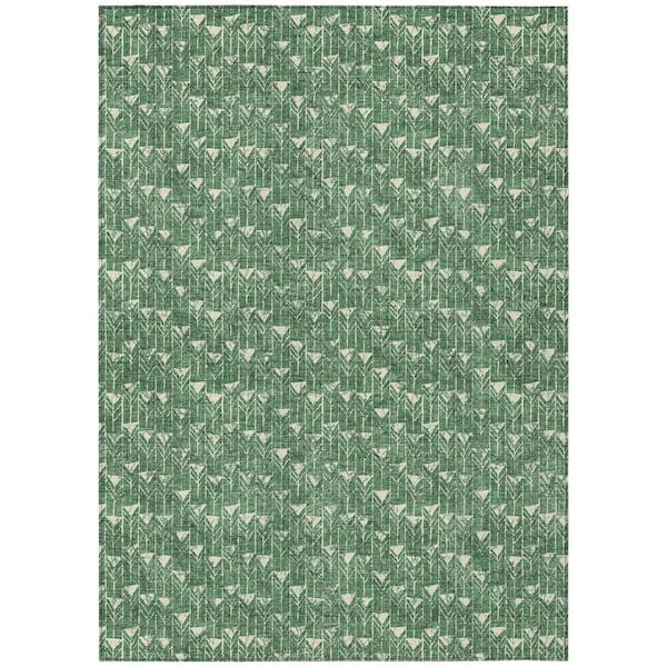Chantille ACN514 Green 5 ft. x 7 ft. 6 in. Machine Washable Indoor/Outdoor Geometric Area Rug