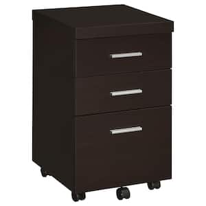 Skylar Cappuccino File Cabinet with 3-Drawers and Casters