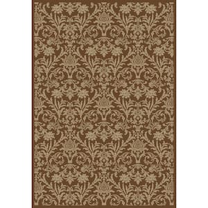 Jewel Collection Damask Brown Rectangle Indoor 9 ft. 3 in. x 12 ft. 6 in. Area Rug