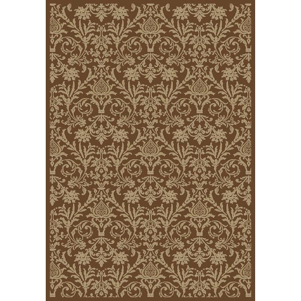 Concord Global Trading Jewel Collection Damask Brown Rectangle Indoor 9 ft. 3 in. x 12 ft. 6 in. Area Rug