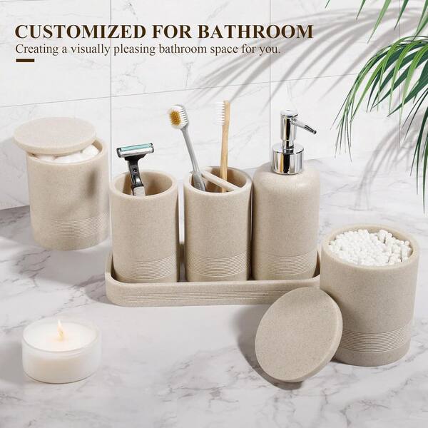 Wudkey 6-Piece Bath Accessory Set with Toothbrush Holders, Soap