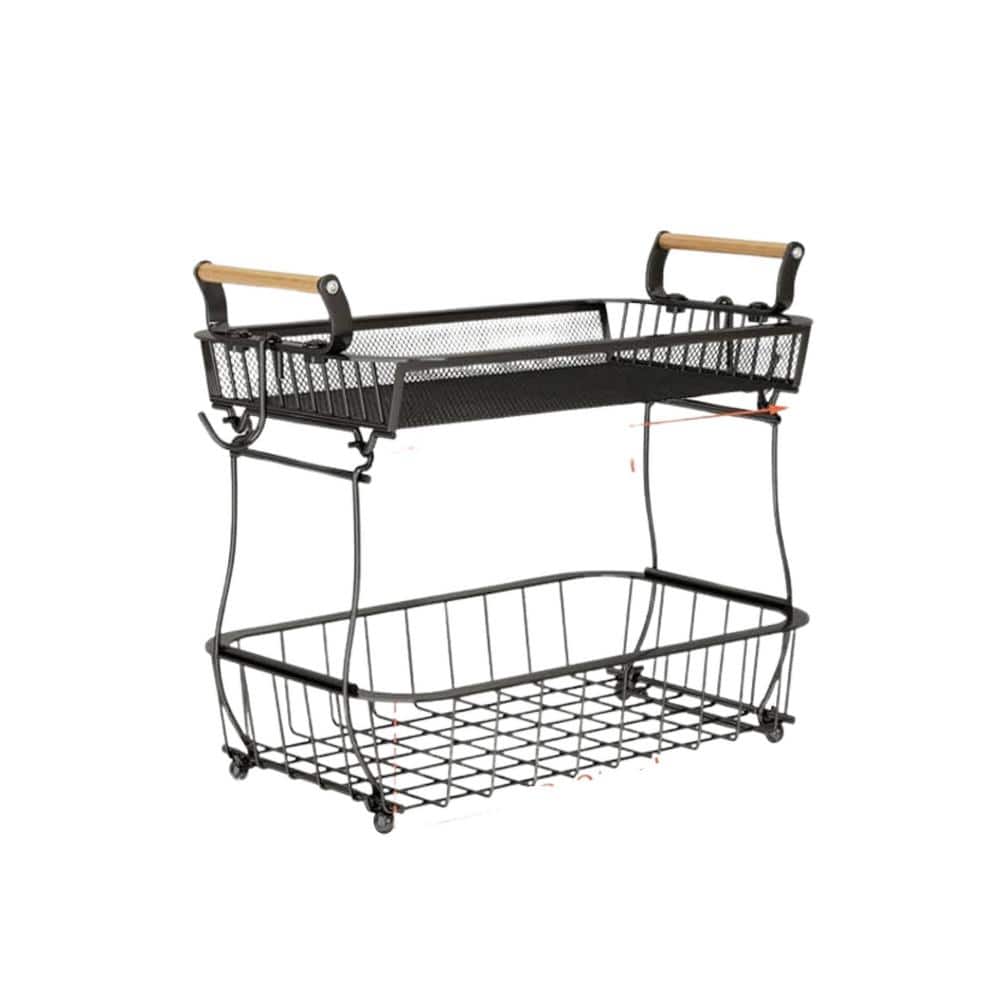 Anqtovp 2 Tier Fruit Basket with 2 Banana Hangers for Kitchen