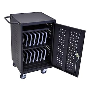 20.9" W x 21.1"D x 37.6"H Steel Mobile Charging utility cart locker for 30 Tablets/Chromebooks in Black