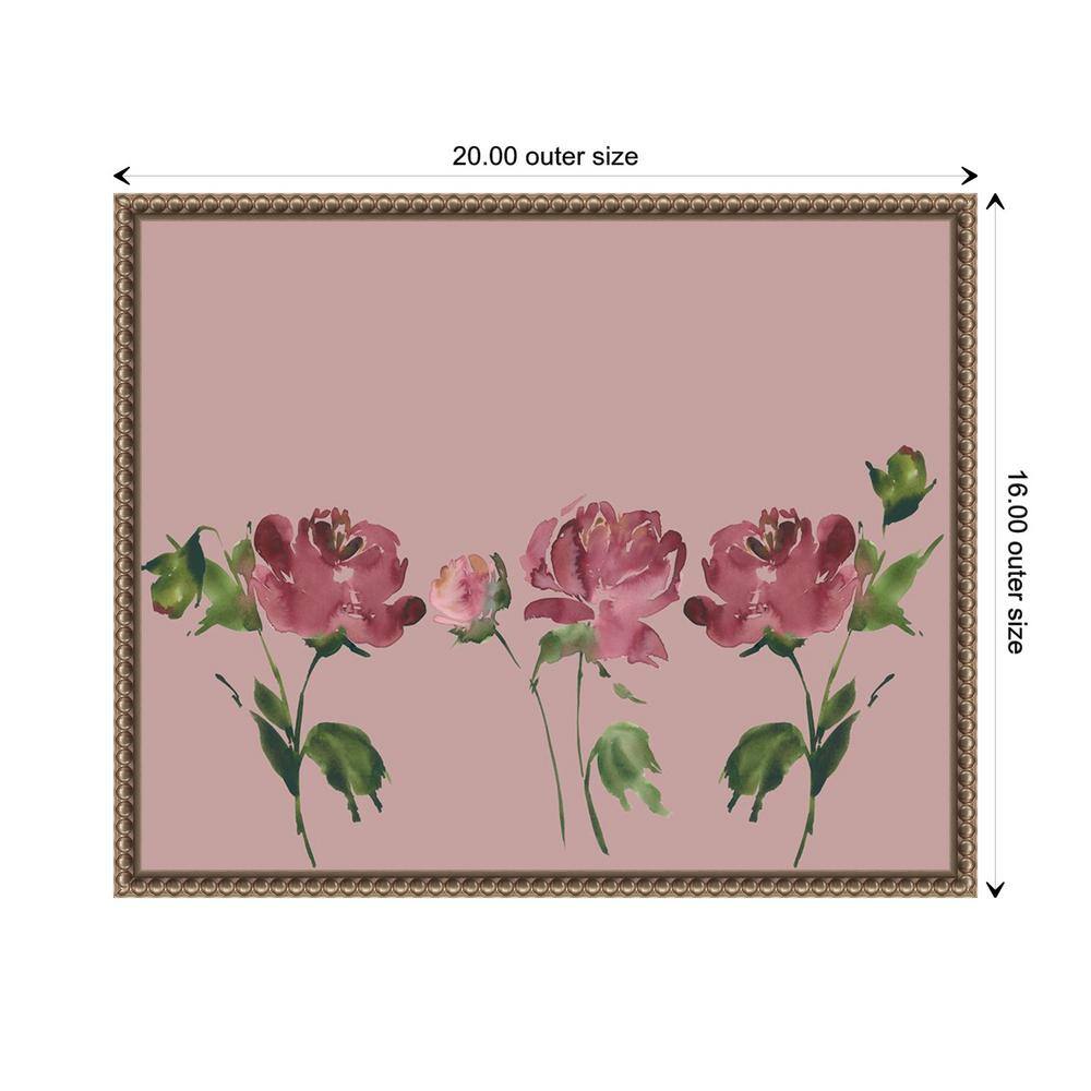 Mauve Peonies Beaded Framed Canvas Wall Art