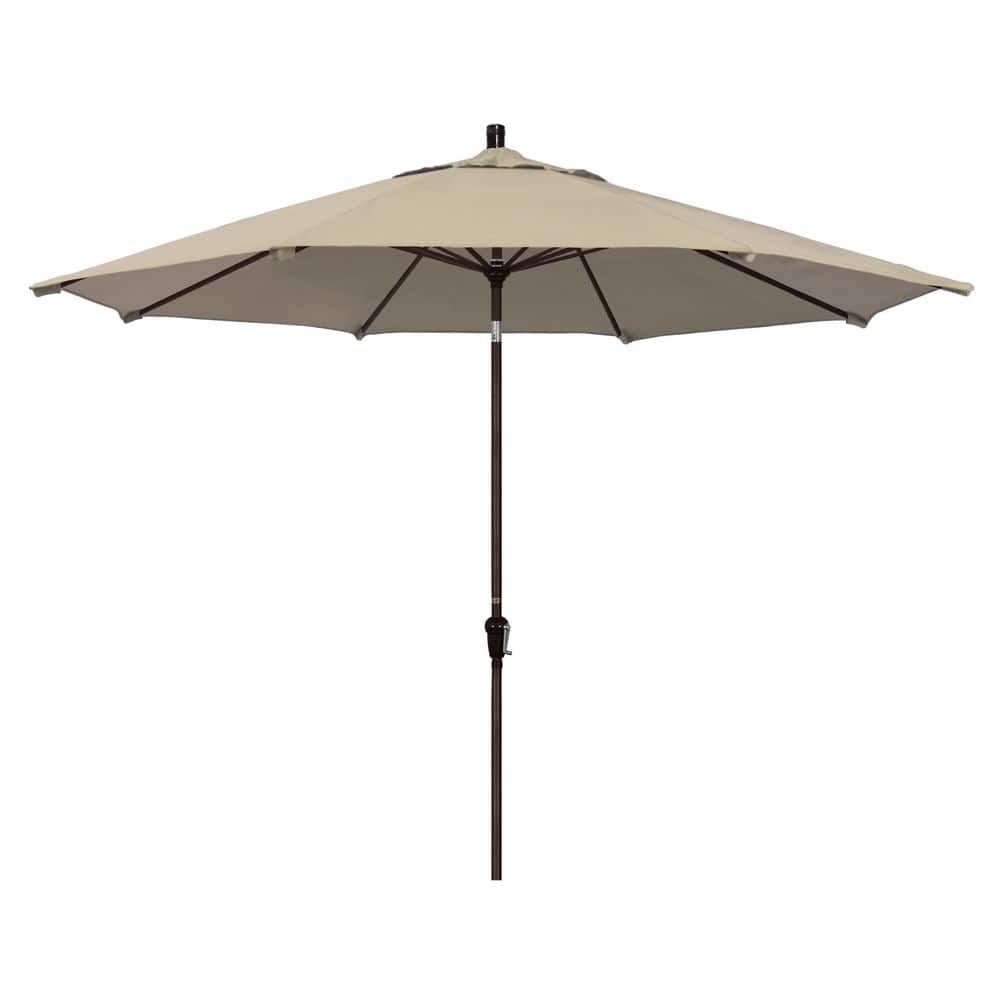 11 ft. Bronze Aluminum Market Patio Umbrella with Aluminum Ribs Auto Tilt Crank Lift in Antique Beige Sunbrella price history on PriceWatchPro