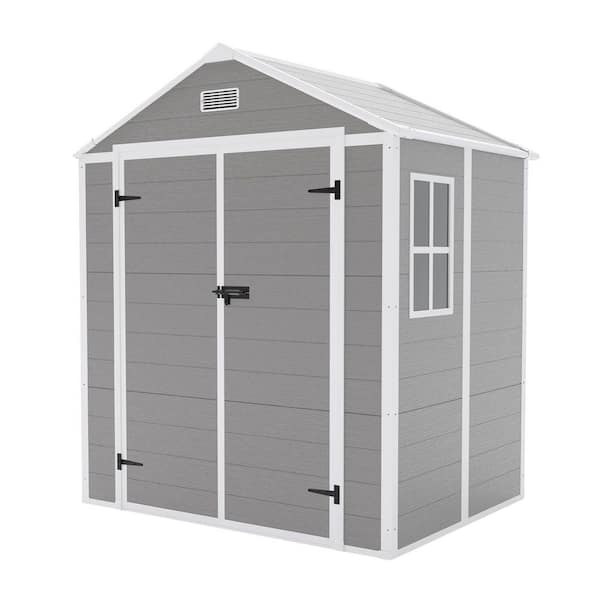 6 ft. W x 5 ft. D Gray Resin Shed with Double Door (30 sq. ft. )