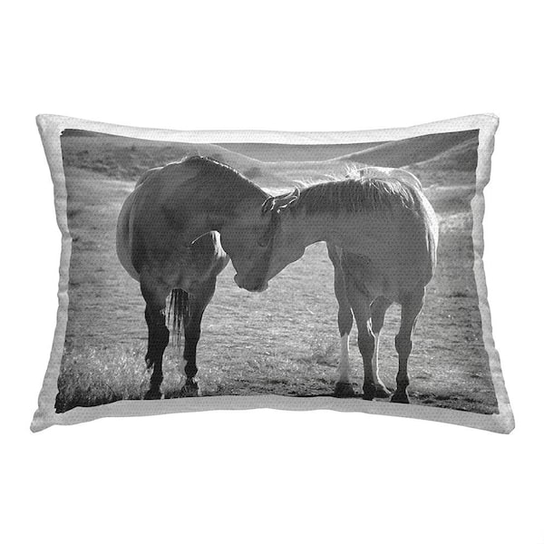 Stupell Industries Hugging Horses Landscape Grey Rectangular Outdoor Throw Pillow