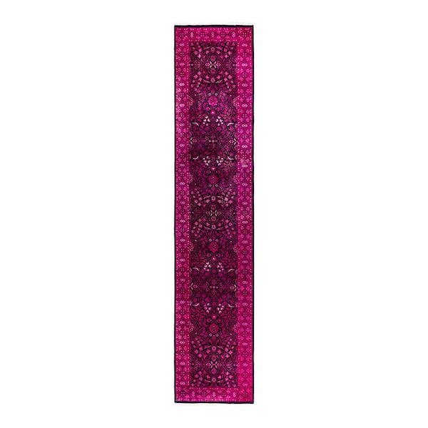 Overdyed Pink 2 ft. x 12 ft. Solid Wool Indoor Runner Rug