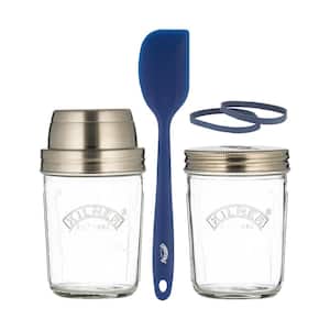 Create and Make 2-Piece Glass Sourdough Starter Set with Lids and Silicone Spatula