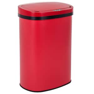 Automatic 13 Gal. Red Metal Household Trash Can Touchless Lid