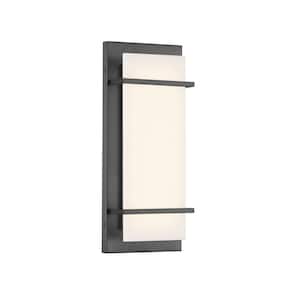 Tarnos Modern 1-Light Gun Metal Dimmable LED Wall Sconce with White Faux Alabaster Shade