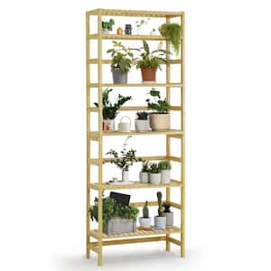 63.7 in. Tall Natural Bamboo 6-Shelf Free Standing Bookcase with Open Storage