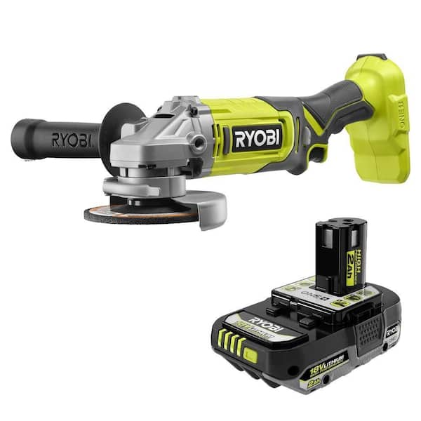 ONE+ 18V Cordless 4-1/2 in. Angle Grinder with ONE+ 18V 2.0 Ah Lithium-Ion HIGH PERFORMANCE Battery
