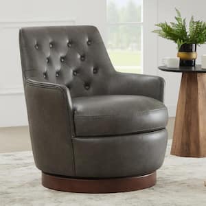 Talos Dark Gray Fabric Tufted Swivel Accent Chair