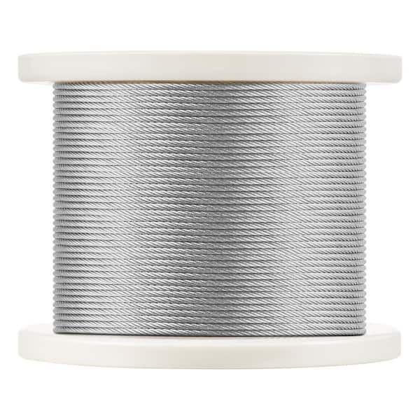 Wire Rope Kit, 1/8 in.x 1000 ft. Stainless Steel Wire Rope (By-the-Foot), 1600 lbs. Breaking Strength, Cutter and Gloves