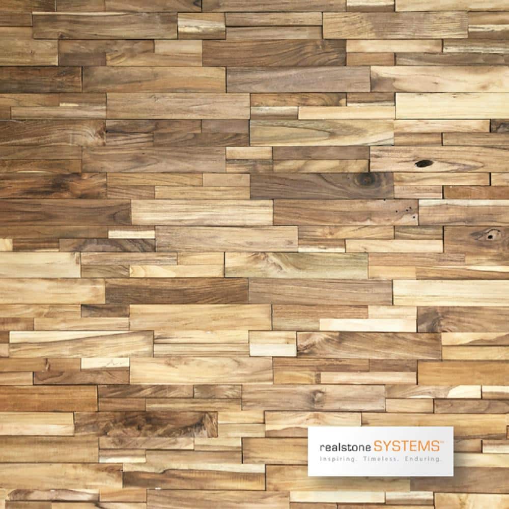 mengen Avonturier Triviaal Realstone Systems Reclaimed Wood 1/2 in. x 24 in. x 12 in. Natural Teak  Wood Wall Panel (10-Panels/Box) 188385546 - The Home Depot
