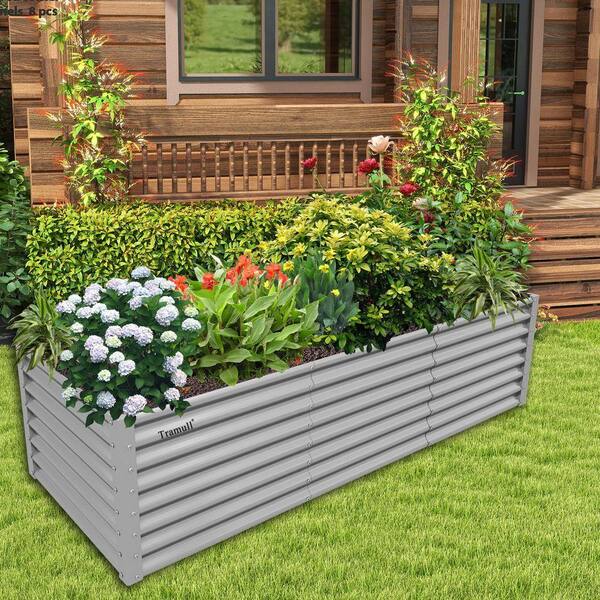 96 in. x 36 in. x 24 in. Gray Galvanized Raised Garden Bed