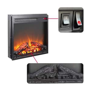 18 in. Ventless Electric Fireplace Insert with Log Set and Realistic Flame and Overheating Protection in Black