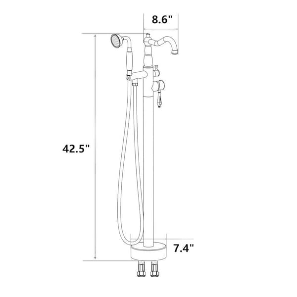 Satico Classical Single-Handle Freestanding Bathtub Faucet with 