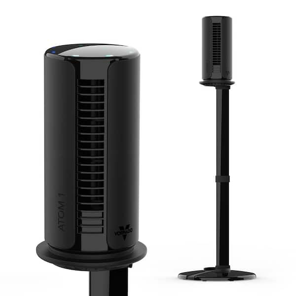 Atom 1S Compact Oscillating 40 in. Tall 4-Speeds Tower Fan with Removable Stand in Black