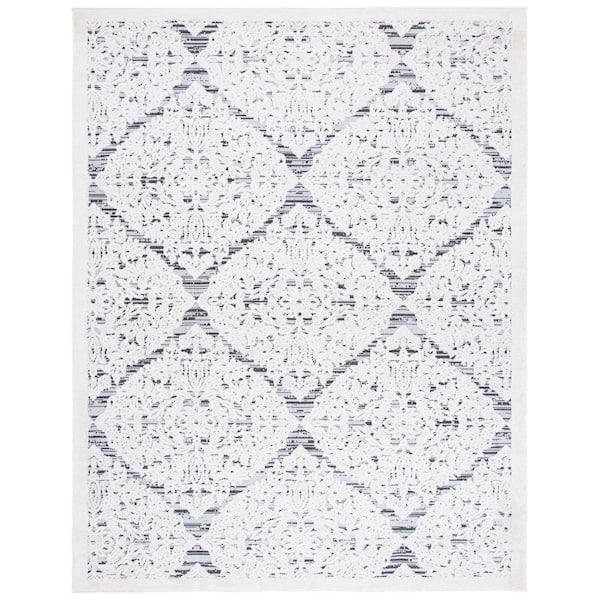 Cabana Ivory/Gray 8 ft. x 10 ft. Diamond Medallion Indoor/Outdoor Patio  Area Rug