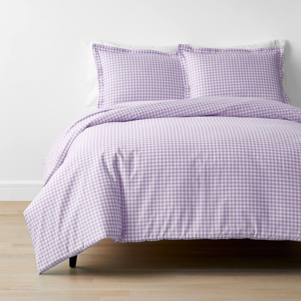 Company Kids Gingham 3-Piece Lilac Organic Cotton Percale Queen Duvet Cover Set price history on PriceWatchPro