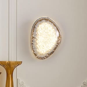 1-Light 7.5 in. Modern Brass Crystal Dimmable Integrated LED Wall Sconce