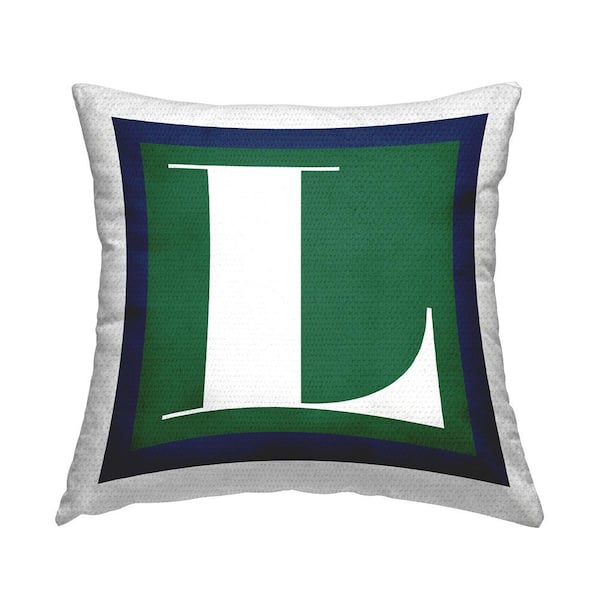 Stupell Industries Bold Green Letter L Square Outdoor Throw Pillow