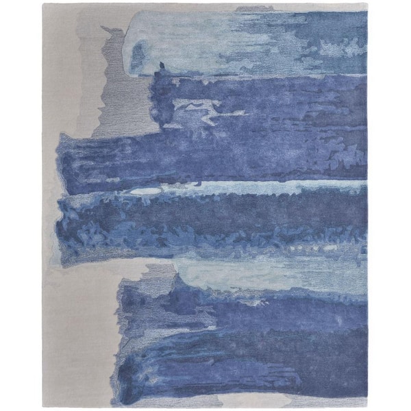 9 ft. x 12 ft. Blue, Ivory Abstract Area Rug