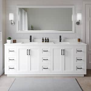 Miranda 84 in. W x 22 in. D x 33.75 in. H Double Bath Vanity in White with White Quartz Top