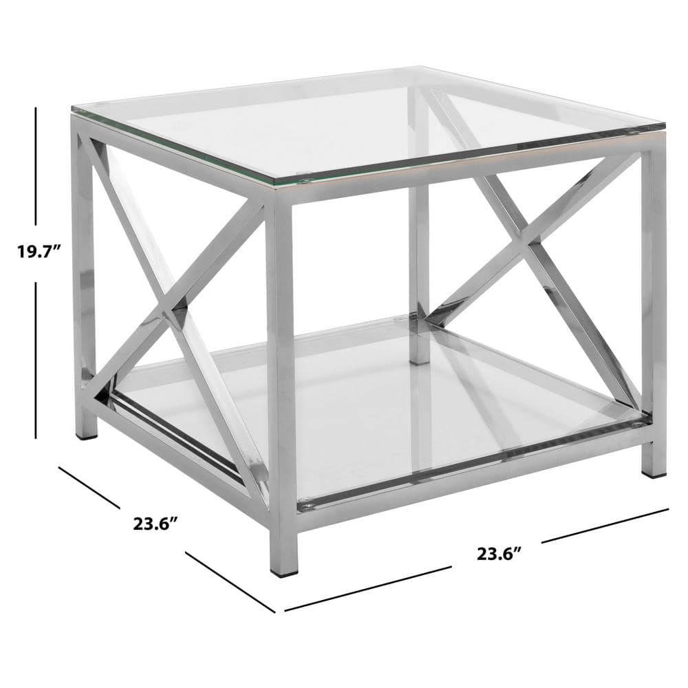 Hayward 24" Chrome and Glass Square End Table