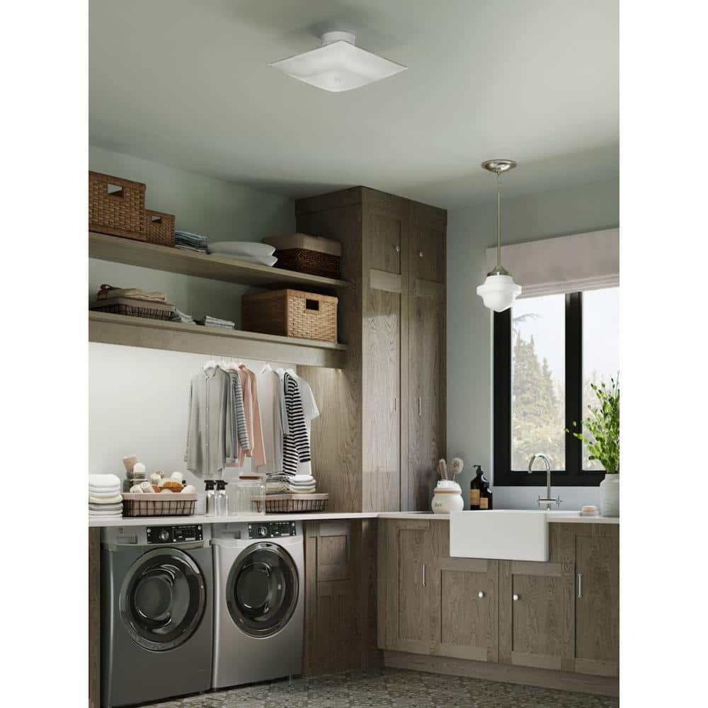12 in. 2-Light White Flush Mount with Square White Glass price history on PriceWatchPro
