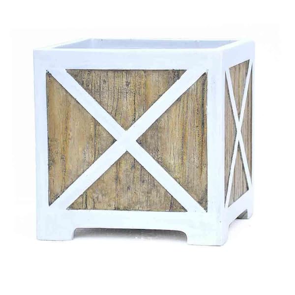 MPG 16 in. sq. White on Wood Composite Planter