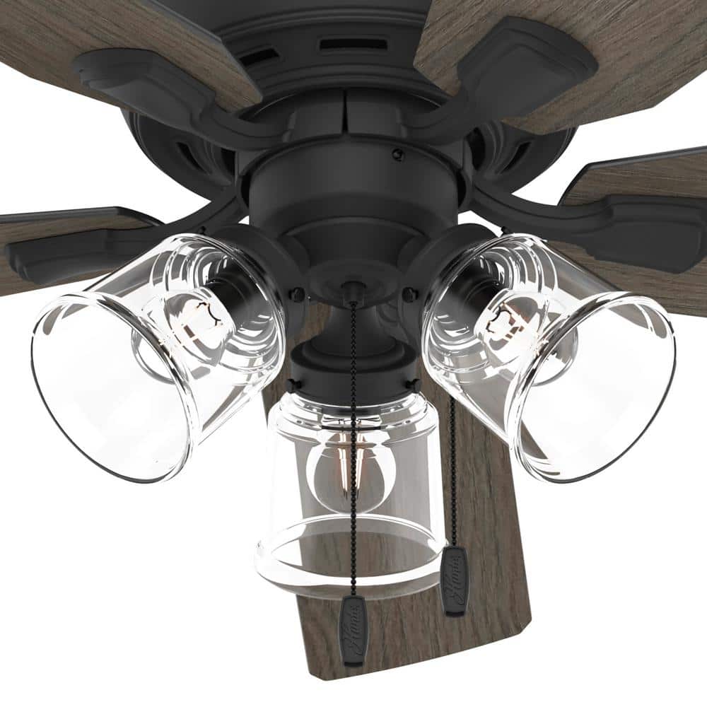 52" Matte Black 5-Blade Ceiling Fan with LED Lights